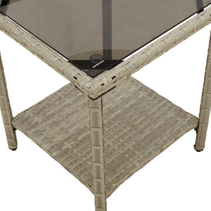 L-Form Gartensofa mit Tisch Hellgrau Poly Rattan