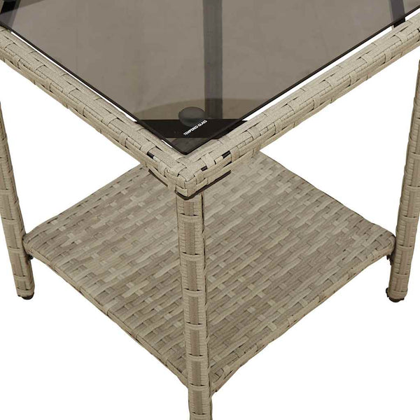 L-Form Gartensofa mit Tisch Hellgrau Poly Rattan