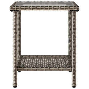Graues L-Form Gartensofa mit Tisch & Kissen