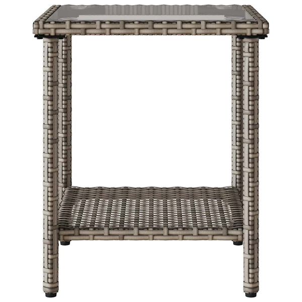 Graues L-Form Gartensofa mit Tisch & Kissen