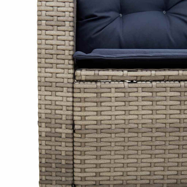 Graues L-Form Gartensofa mit Tisch & Kissen