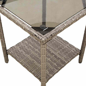Graues L-Form Gartensofa mit Tisch & Kissen