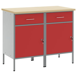 Werkbank mit Schubladen, Rot/Grau, 100 cm