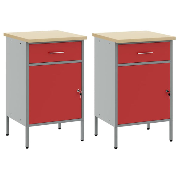 Werkbank mit Schubladen, Rot/Grau, 100 cm