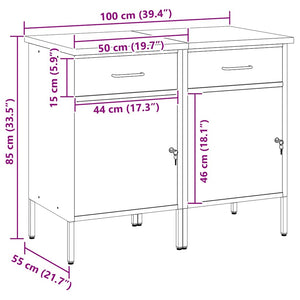 Werkbank mit Schubladen, Rot/Grau, 100 cm