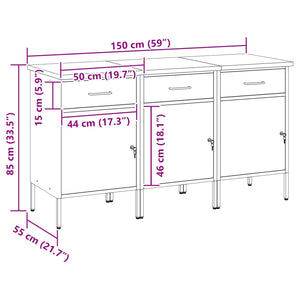 Werkbank mit Schubladen, Rot/Grau, 150 cm