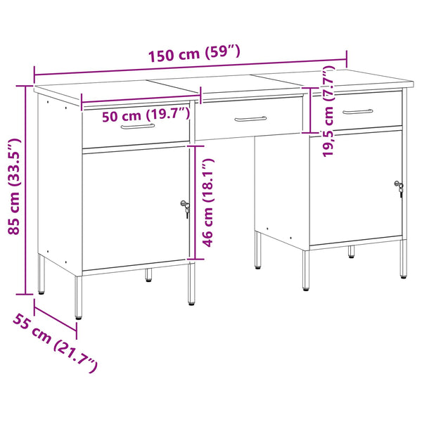 Werkbank Schwarz mit 3 Schubladen