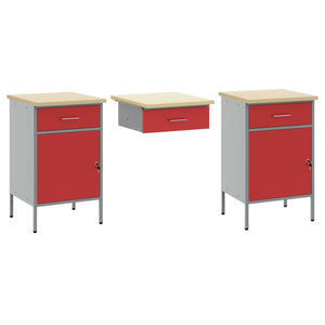 Werkbank Rot mit 3 Schubladen