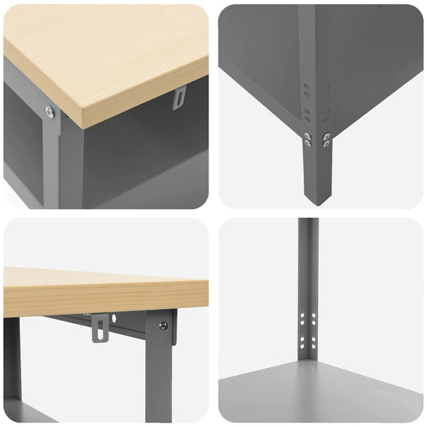 Werkbank Set mit Regal Beige/Grau 200cm