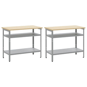 Werkbank Set mit Regal Beige/Grau 200cm