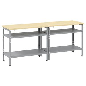 Werkbank Set mit Regal Beige/Grau 200cm