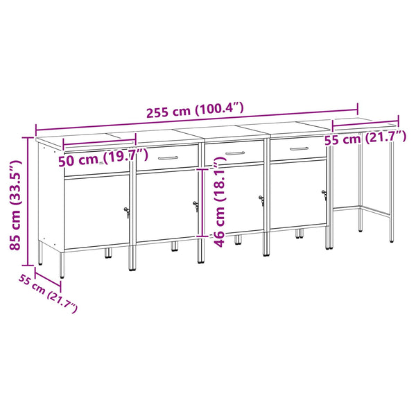 Werkstattschrank Set mit Schubladen Rot/Grau, 5-teilig
