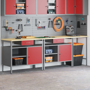 Werkbank Set 3-teilig Stahl Schwarz/Grau