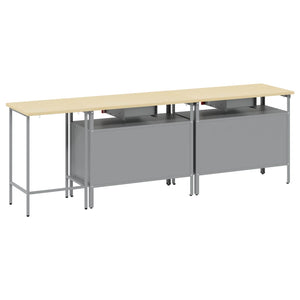 Werkbank Set 3-teilig Stahl Schwarz/Grau