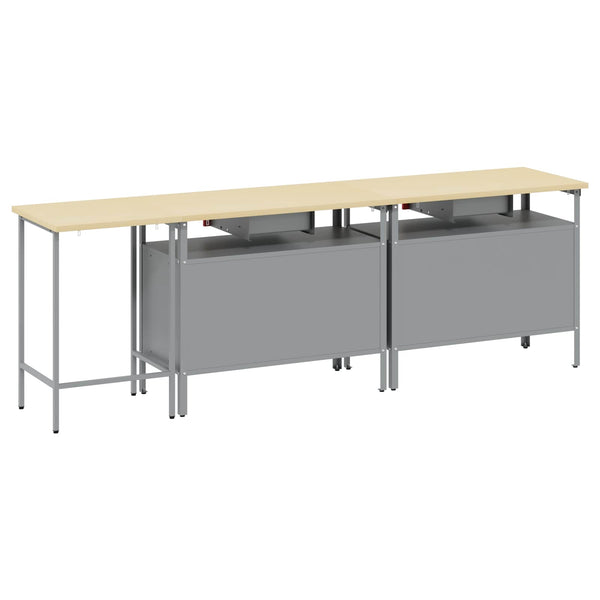 Werkbank Set 3-teilig Stahl Schwarz/Grau