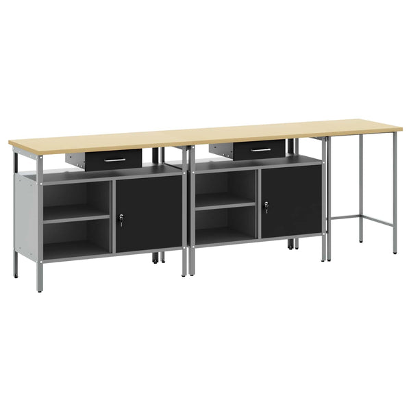 Werkbank Set 3-teilig Stahl Rot Grau