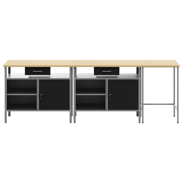 Werkbank Set 3-teilig Stahl Rot Grau