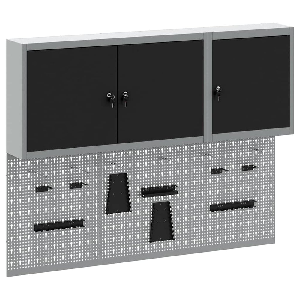 Werkzeugschrank Set, 5-teilig, Stahl, Schwarz