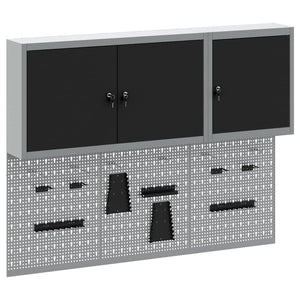 Werkzeugschrank Set, 5-teilig, Stahl, Schwarz