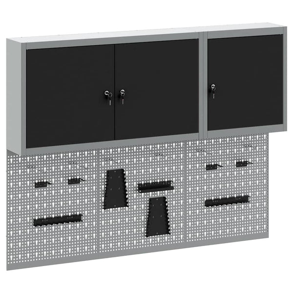 Werkzeugschrank Set, 5-teilig, Stahl, Schwarz