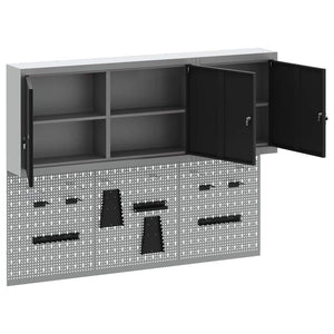 Werkzeugschrank Set, 5-teilig, Stahl, Schwarz