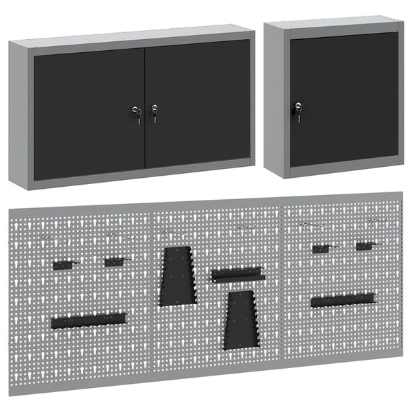 Werkzeugschrank Set, 5-teilig, Stahl, Schwarz