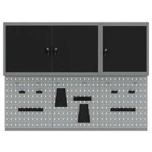Werkzeugschrank Set, 5-teilig, Stahl, Schwarz