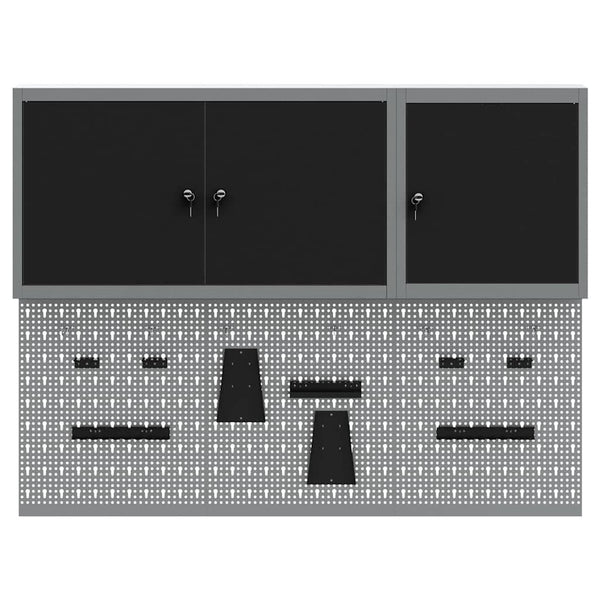Werkzeugschrank Set, 5-teilig, Stahl, Schwarz