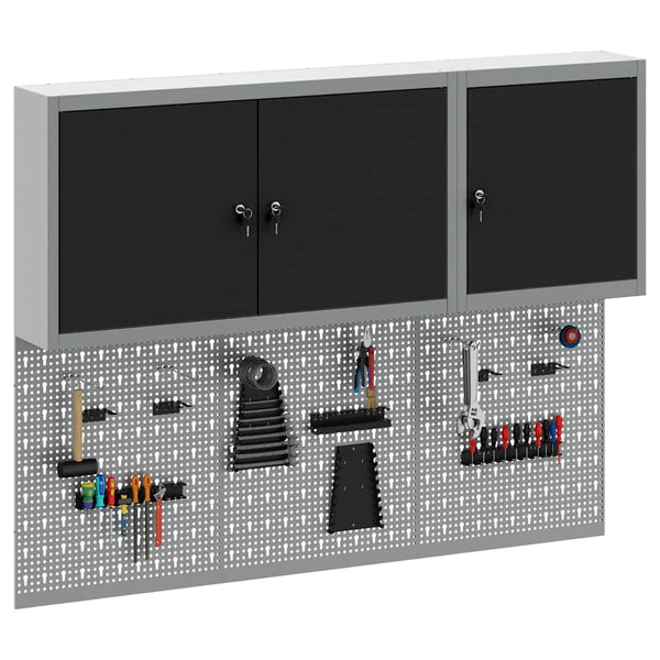 Werkzeugschrank Set, 5-teilig, Stahl, Schwarz