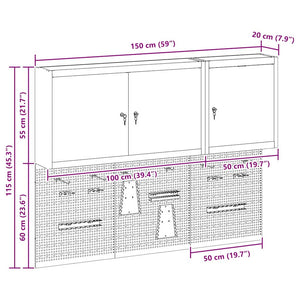 Werkzeugschrank Set, 5-teilig, Stahl, Schwarz