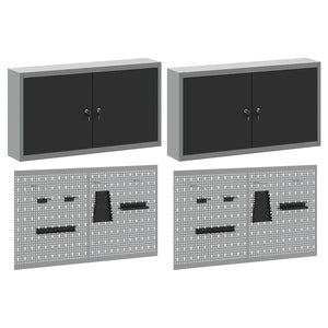 Werkzeugschrank Set 6-teilig Schwarz Stahl