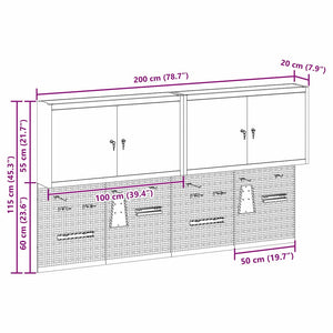Werkzeugschrank Set 6-teilig Schwarz Stahl