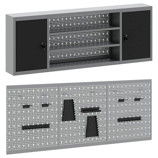 Werkzeugschrank Set 4-teilig Schwarz