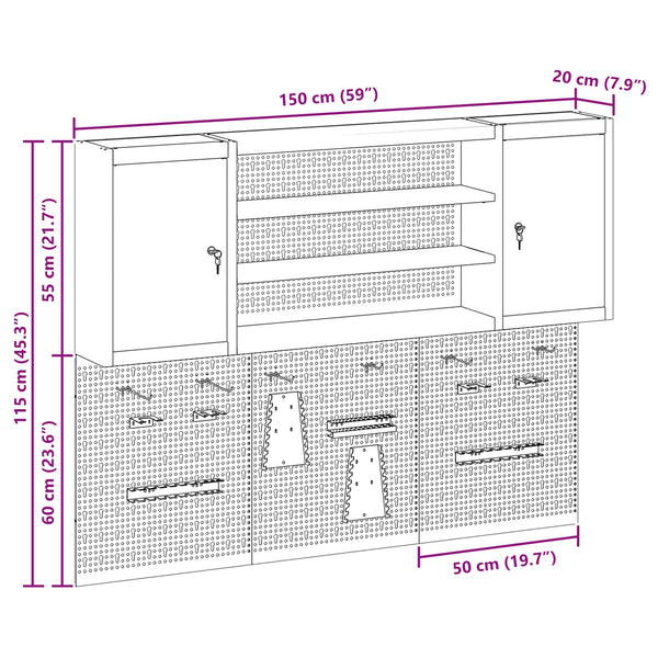 Werkzeugschrank Set 4-teilig Schwarz