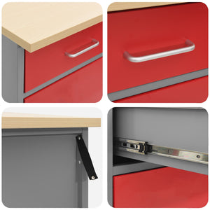 Werkstattschrank Set mit Schubladen Rot