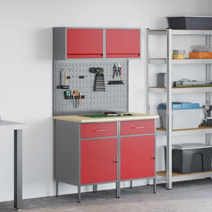 Werkstattschrank Set mit Schubladen Rot