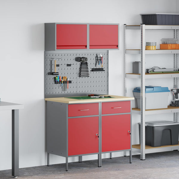 Werkstattschrank Set mit Schubladen Rot