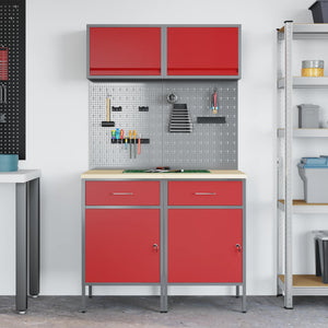 Werkstattschrank Set mit Schubladen Rot