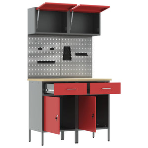 Werkstattschrank Set mit Schubladen Rot