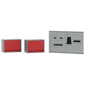 Werkstattschrank Set mit Schubladen Rot
