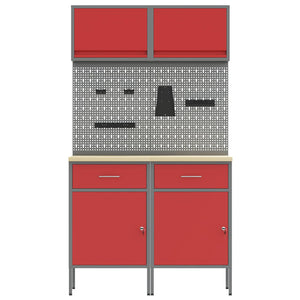 Werkstattschrank Set mit Schubladen Rot