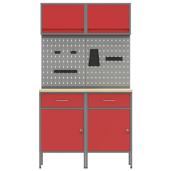 Werkstattschrank Set mit Schubladen Rot