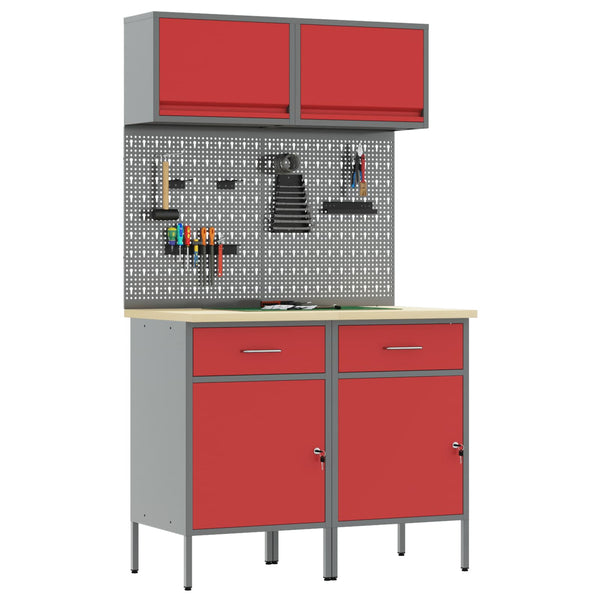 Werkstattschrank Set mit Schubladen Rot