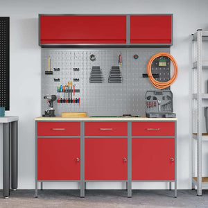 Werkstattschrank Set mit Schubladen Rot 8-teilig
