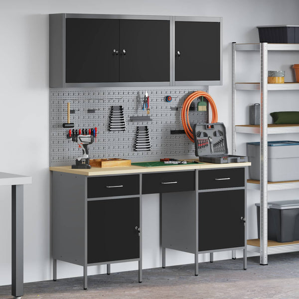 Werkbank mit Stauraum, Schwarz