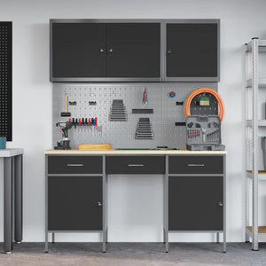 Werkbank mit Stauraum, Schwarz