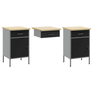 Werkstattschrank Set mit Schubladen Schwarz
