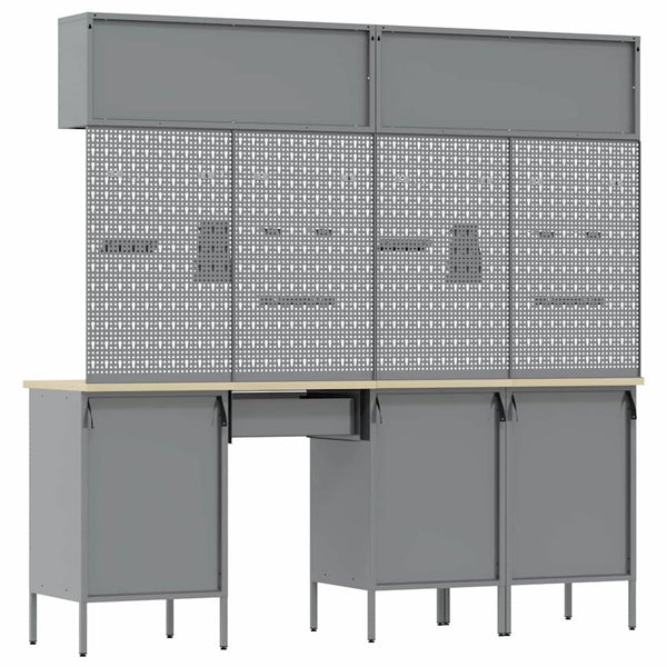 Werkstattschrank Set mit Schubladen, 10-teilig, Schwarz