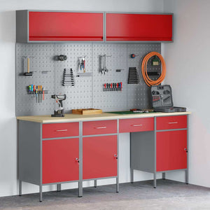 Werkstattschrank Set mit Schubladen Rot