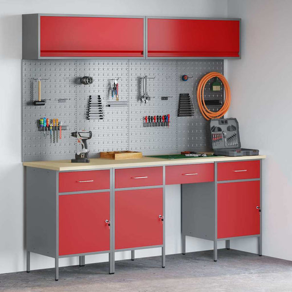 Werkstattschrank Set mit Schubladen Rot